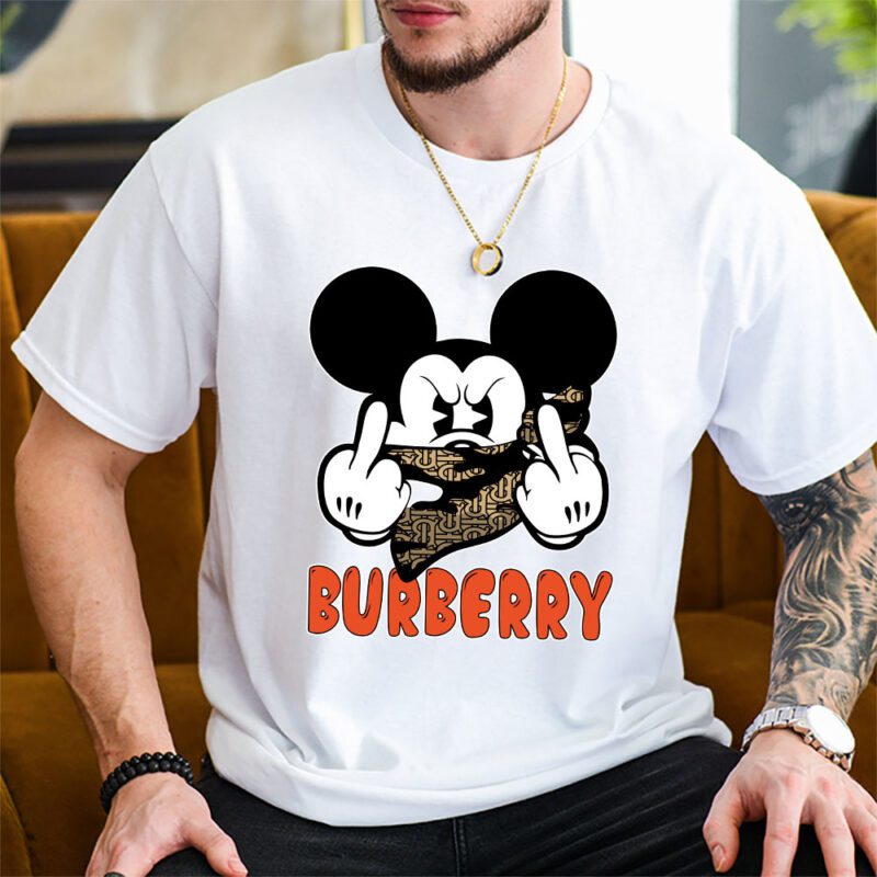 Mickey Mouse Burberry Unisex T Shirt Cotton Tee TAT7583 2