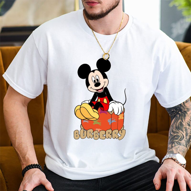 Mickey Mouse Burberry Unisex T Shirt Cotton Tee TAT7587 2