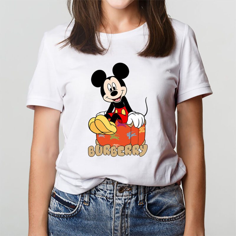 Mickey Mouse Burberry Unisex T Shirt Cotton Tee TAT7587 3
