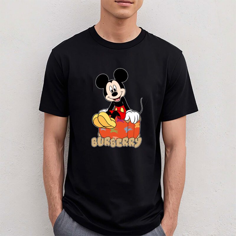Mickey Mouse Burberry Unisex T Shirt Cotton Tee TAT7587 4