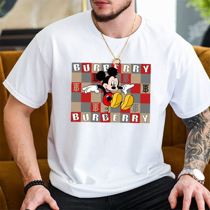 Mickey Mouse Burberry Unisex T Shirt Cotton Tee TAT8226 2