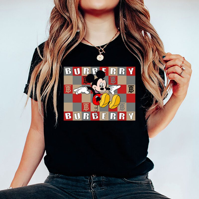 Mickey Mouse Burberry Unisex T Shirt Cotton Tee TAT8226 5