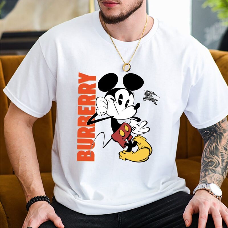 Mickey Mouse Burberry Unisex T Shirt Cotton Tee TAT8231 2
