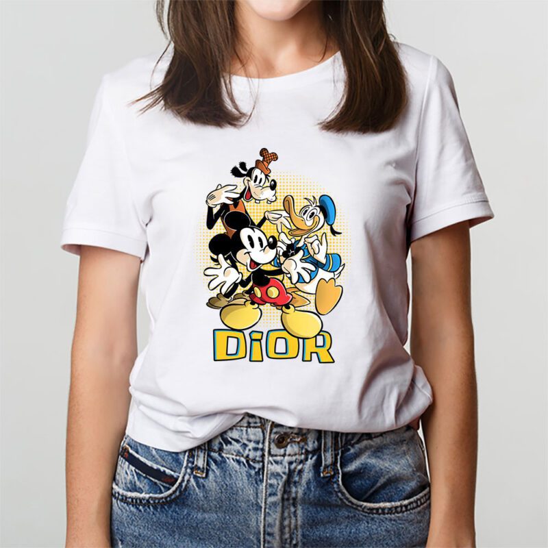 Mickey Mouse Donald Duck Goofy Dior Unisex T Shirt Cotton Tee TAT8259 3