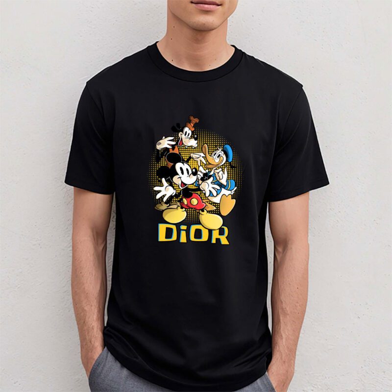 Mickey Mouse Donald Duck Goofy Dior Unisex T Shirt Cotton Tee TAT8259 4