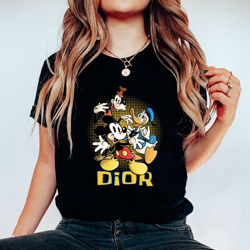 Mickey Mouse Donald Duck Goofy Dior Unisex T Shirt Cotton Tee TAT8259 5