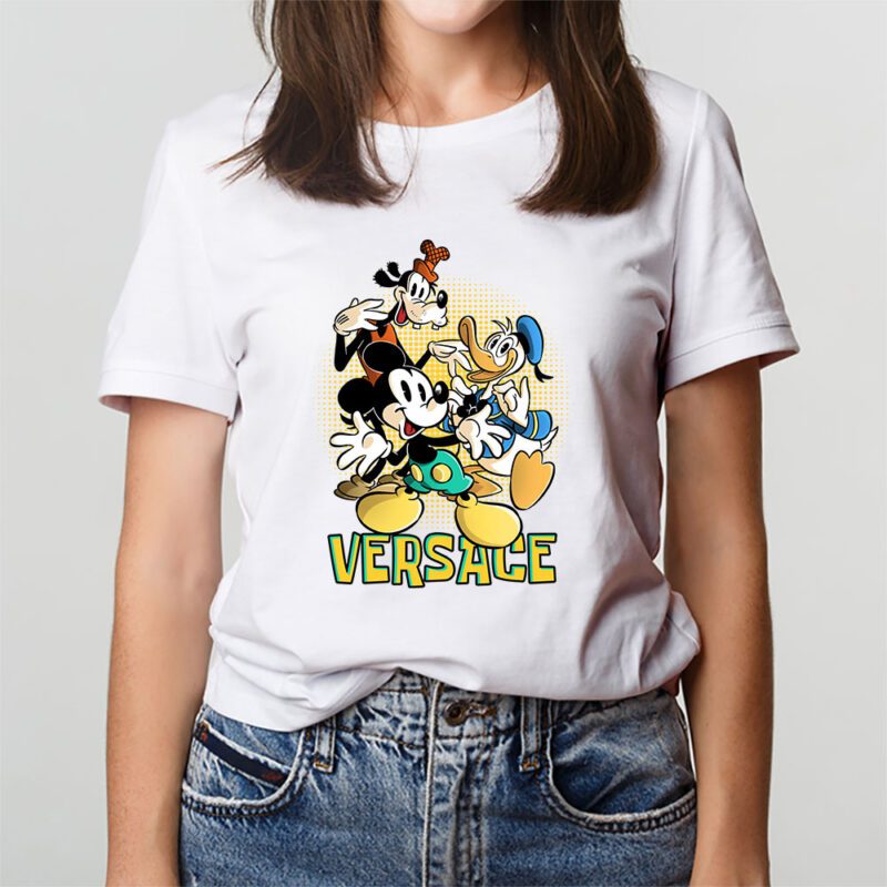 Mickey Mouse Donald Duck Goofy Versace Unisex T Shirt Cotton Tee TAT8264 3