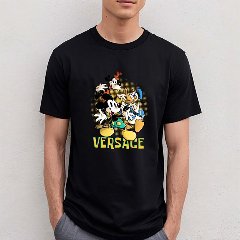 Mickey Mouse Donald Duck Goofy Versace Unisex T Shirt Cotton Tee TAT8264 4