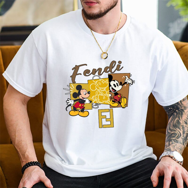 Mickey Mouse Fendi Unisex T Shirt Cotton Tee TAT7597 2