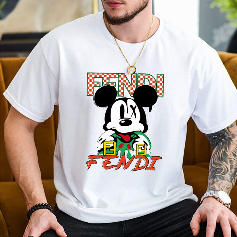 Mickey Mouse Fendi Unisex T Shirt Cotton Tee TAT8266 2