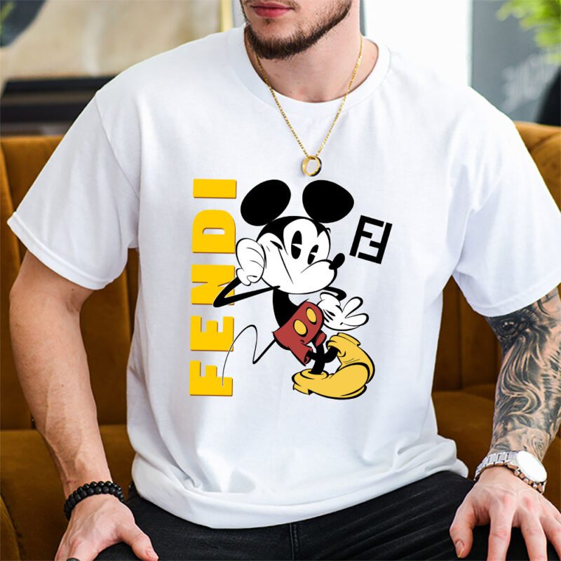 Mickey Mouse Fendi Unisex T Shirt Cotton Tee TAT8268 2