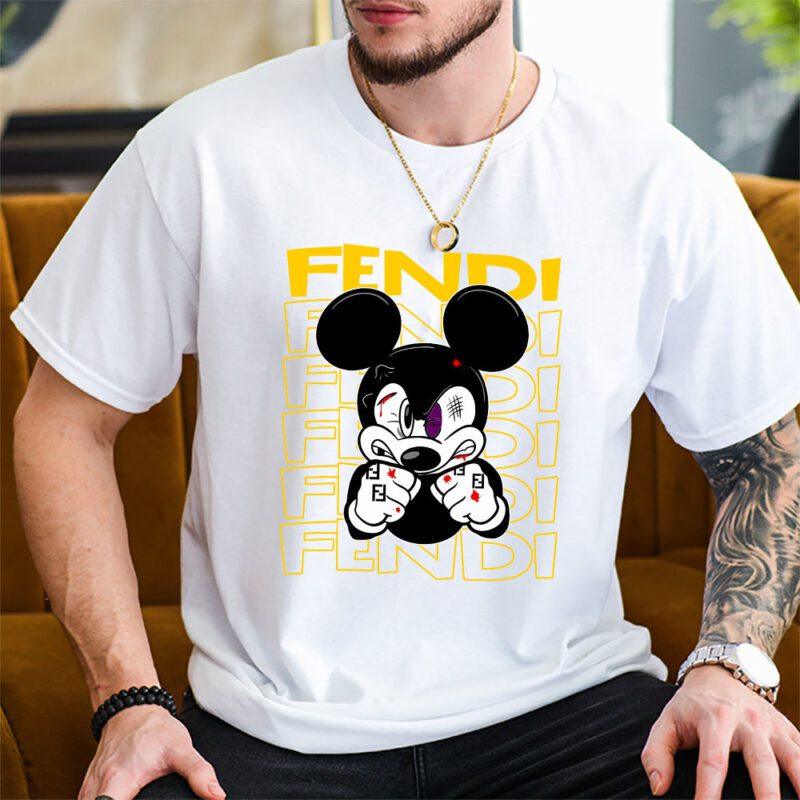 Mickey Mouse Fendi Unisex T Shirt Cotton Tee TAT8272 2