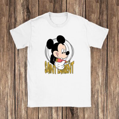 Mickey Mouse Saint Laurent Unisex T-Shirt Cotton Tee TAT8309 1 Mickey Mouse Saint Laurent Unisex T Shirt Cotton Tee TAT8309 1