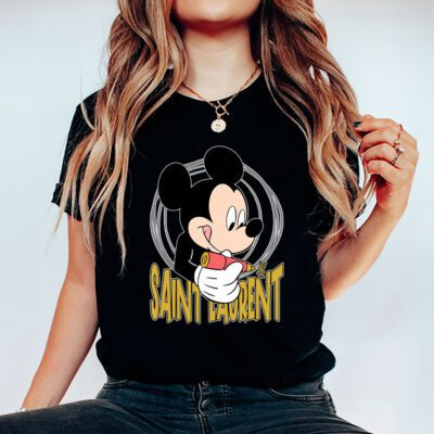 Mickey Mouse Saint Laurent Unisex T-Shirt Cotton Tee TAT8309 5 Mickey Mouse Saint Laurent Unisex T Shirt Cotton Tee TAT8309 5