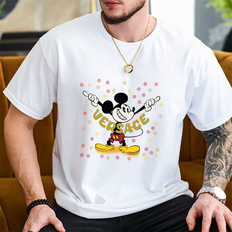 Mickey Mouse Versace Unisex T Shirt Cotton Tee TAT7615 2