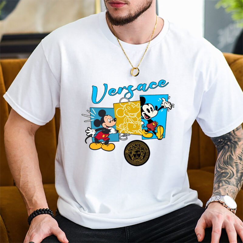 Mickey Mouse Versace Unisex T Shirt Cotton Tee TAT7616 2