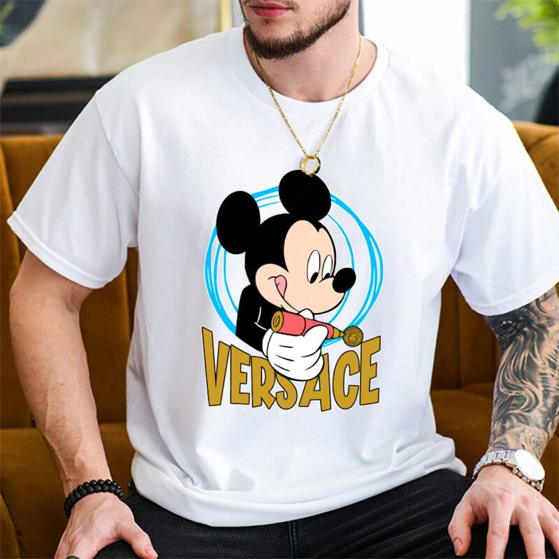 Mickey Mouse Versace Unisex T Shirt Cotton Tee TAT8312 2