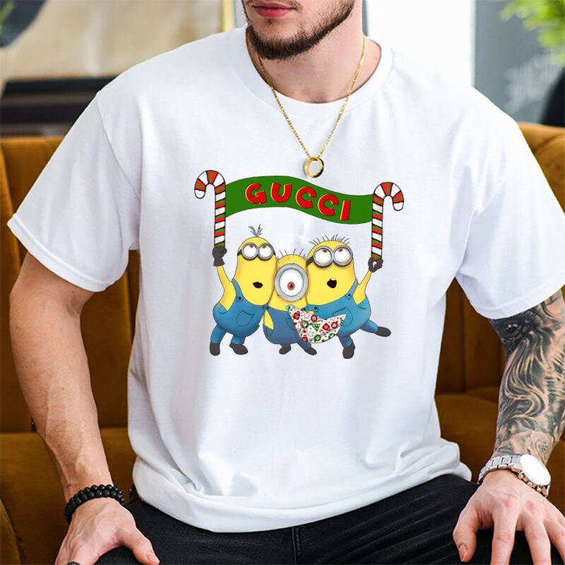 Minions Despicable Me Christmas Gucci Brand Unisex T Shirt Cotton Tee TAT6327 2