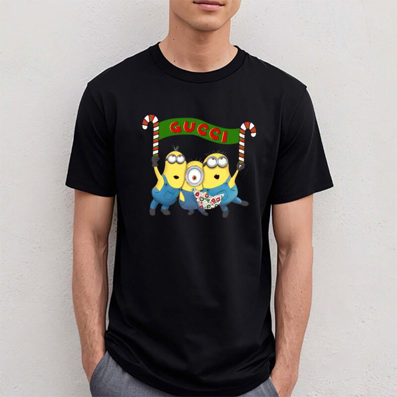 Minions Despicable Me Christmas Gucci Brand Unisex T Shirt Cotton Tee TAT6327 4