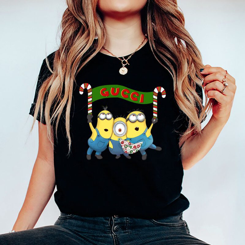 Minions Despicable Me Christmas Gucci Brand Unisex T Shirt Cotton Tee TAT6327 5