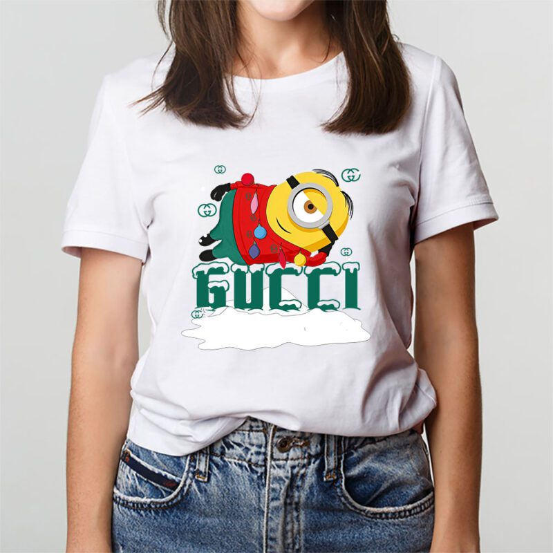 Minions Despicable Me Christmas Gucci Brand Unisex T Shirt Cotton Tee TAT6329 3
