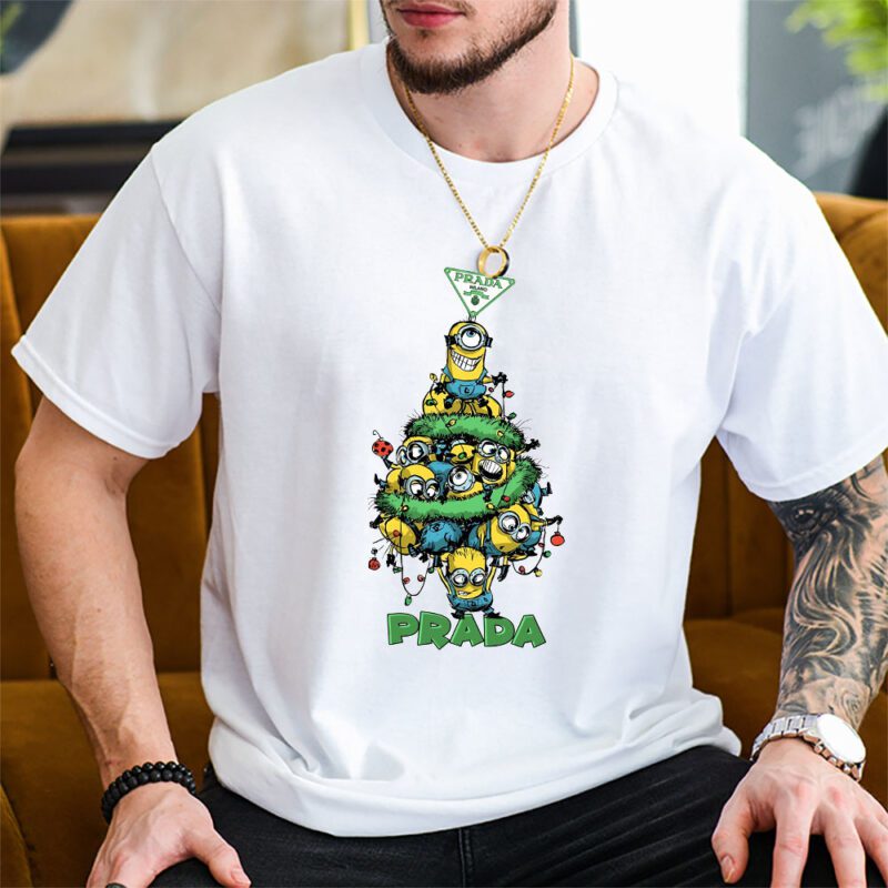 Minions Despicable Me Christmas Prada Brand Unisex T Shirt Cotton Tee TAT6334 2