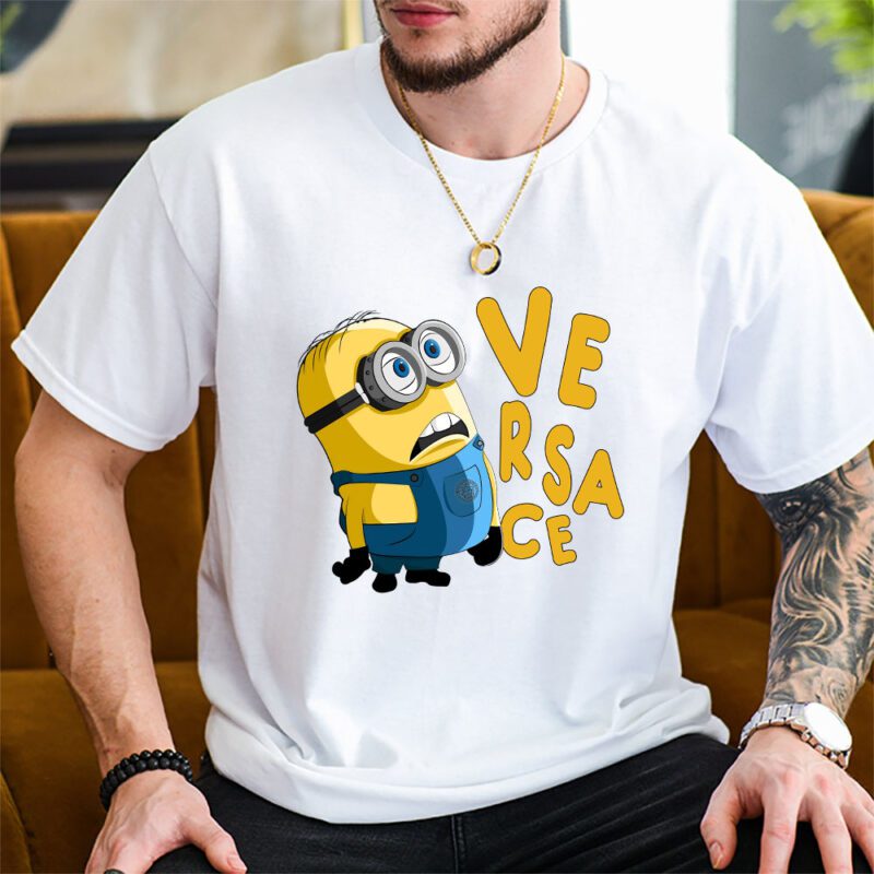 Minions Despicable Me Versace Brand Unisex T Shirt Cotton Tee TAT6370 1