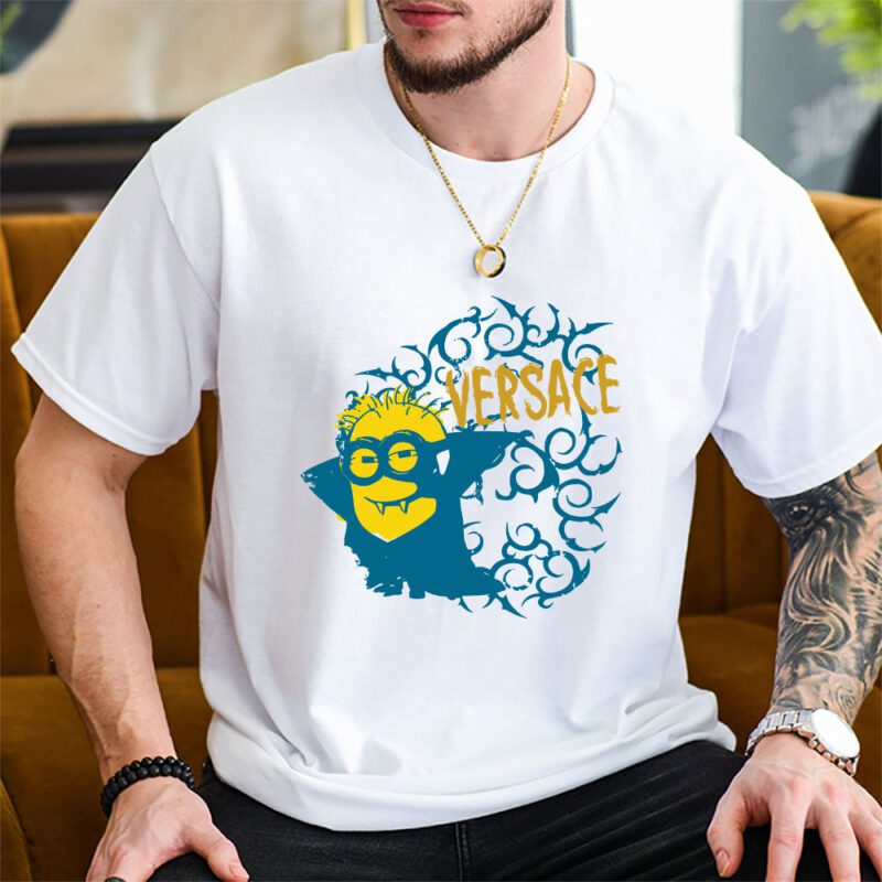 Minions Despicable Me Versace Brand Unisex T Shirt Cotton Tee TAT6371 2