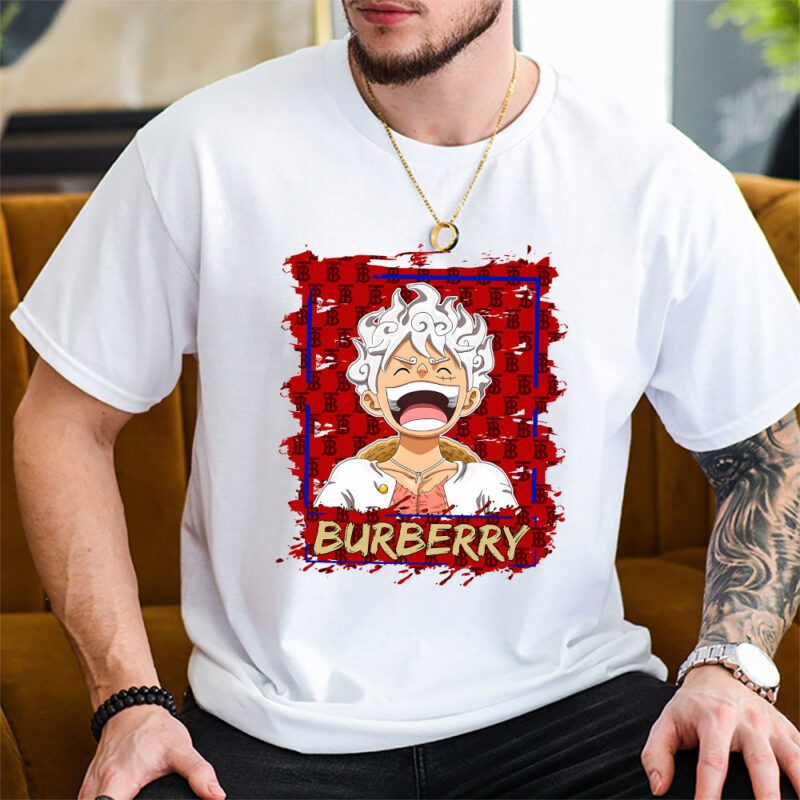 Monkey D Luffy Gear One Piece Burberry Brand Unisex T Shirt Cotton Tee TAT6554 2