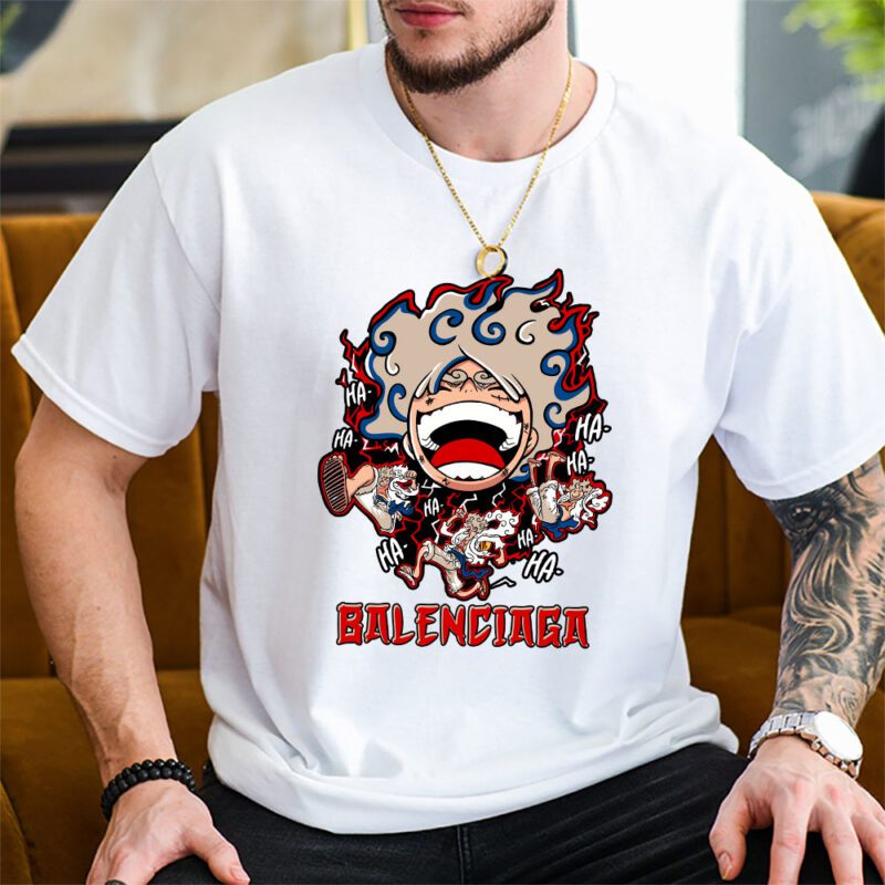 Monkey D Luffy One Piece Balenciaga Brand Unisex T Shirt Cotton Tee TAT6560 2