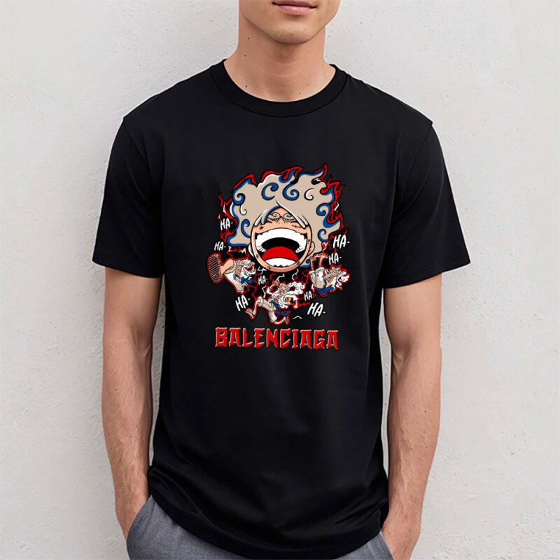 Monkey D Luffy One Piece Balenciaga Brand Unisex T Shirt Cotton Tee TAT6560 4