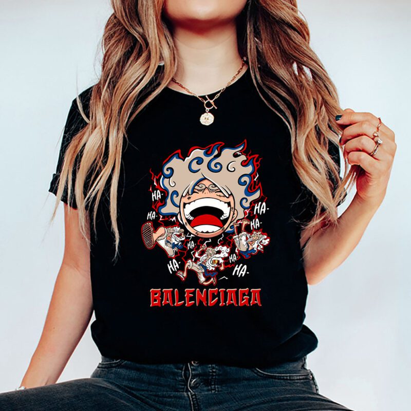 Monkey D Luffy One Piece Balenciaga Brand Unisex T Shirt Cotton Tee TAT6560 5