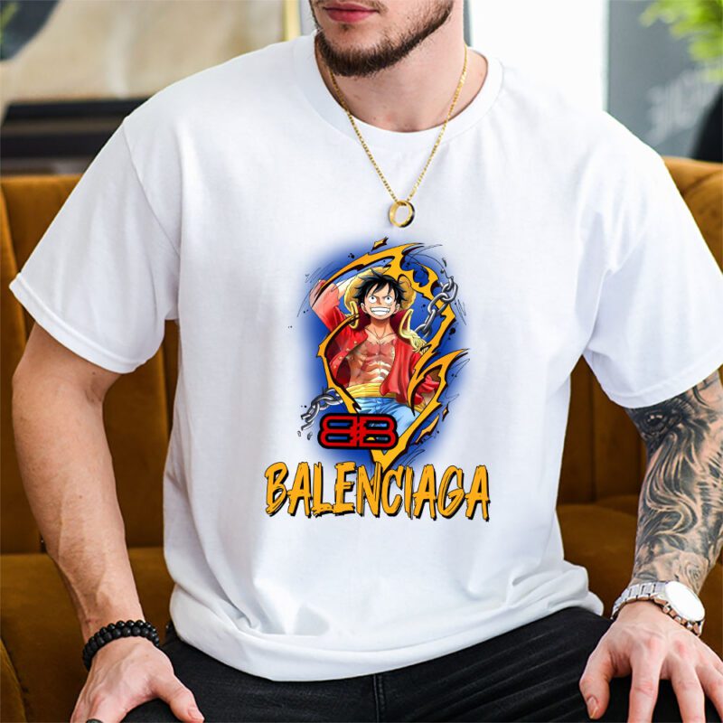 Monkey D Luffy One Piece Balenciaga Unisex T Shirt Cotton Tee TAT7044 2
