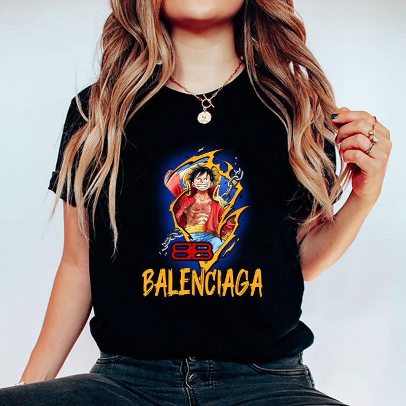 Monkey D Luffy One Piece Balenciaga Unisex T Shirt Cotton Tee TAT7044 5