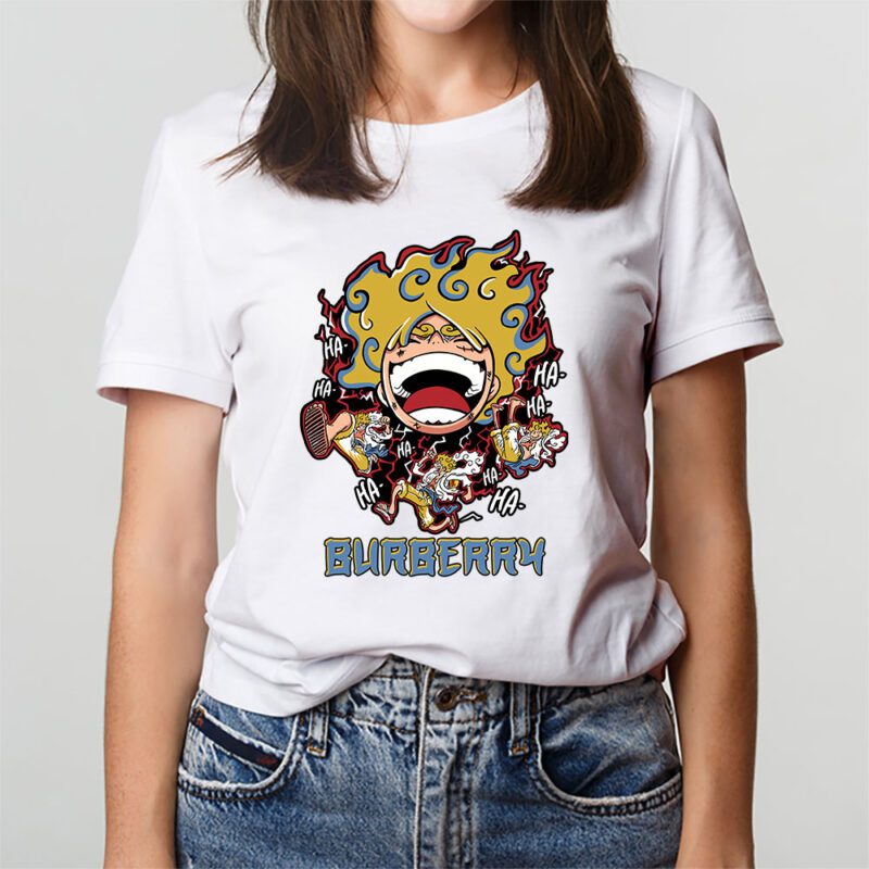 Monkey D Luffy One Piece Burberry Brand Unisex T Shirt Cotton Tee TAT6559 3
