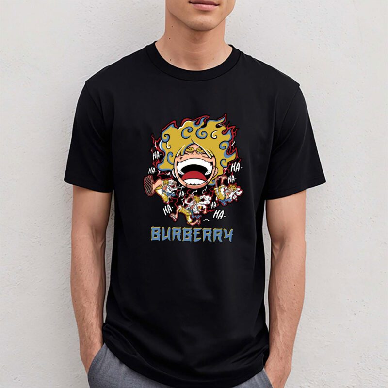 Monkey D Luffy One Piece Burberry Brand Unisex T Shirt Cotton Tee TAT6559 4