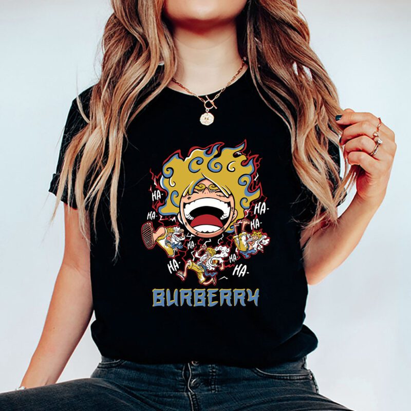 Monkey D Luffy One Piece Burberry Brand Unisex T Shirt Cotton Tee TAT6559 5