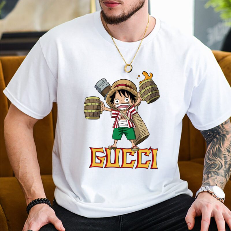 Monkey D Luffy One Piece Gucci Brand Unisex T Shirt Cotton Tee TAT6562 2