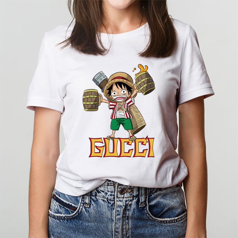 Monkey D Luffy One Piece Gucci Brand Unisex T Shirt Cotton Tee TAT6562 3