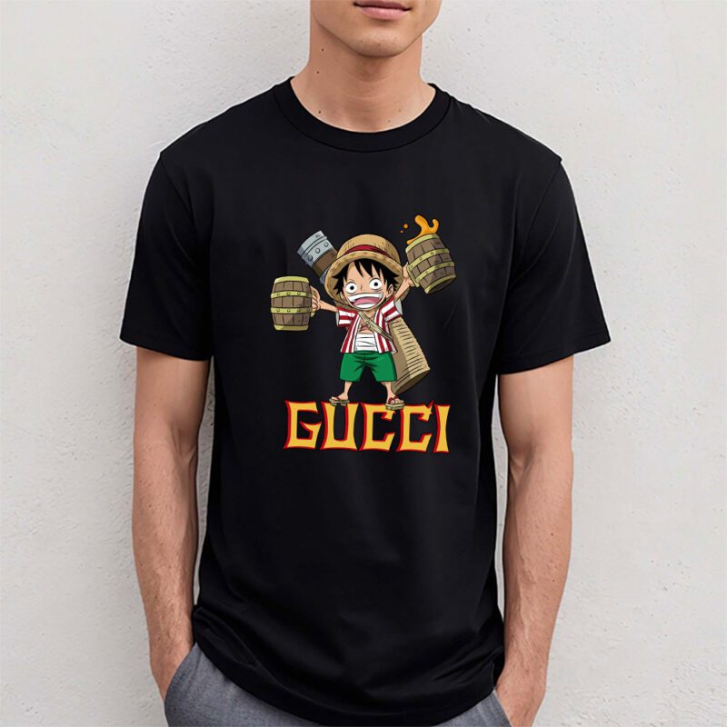 Monkey D Luffy One Piece Gucci Brand Unisex T Shirt Cotton Tee TAT6562 4
