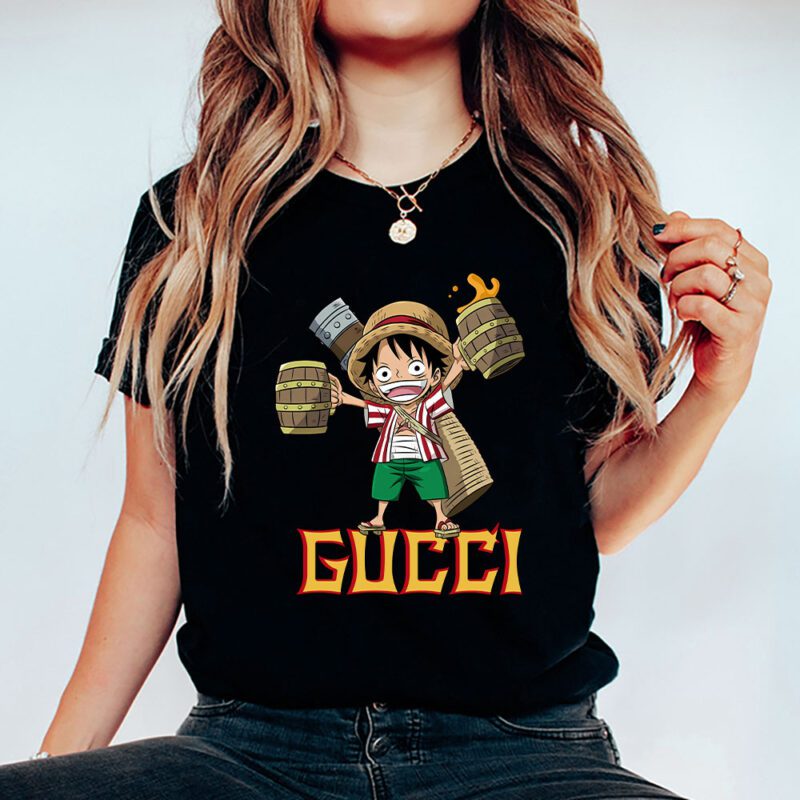 Monkey D Luffy One Piece Gucci Brand Unisex T Shirt Cotton Tee TAT6562 5