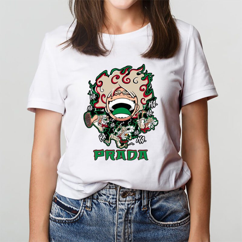 Monkey D Luffy One Piece Prada Brand Unisex T Shirt Cotton Tee TAT6566 3