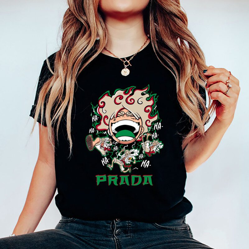 Monkey D Luffy One Piece Prada Brand Unisex T Shirt Cotton Tee TAT6566 5