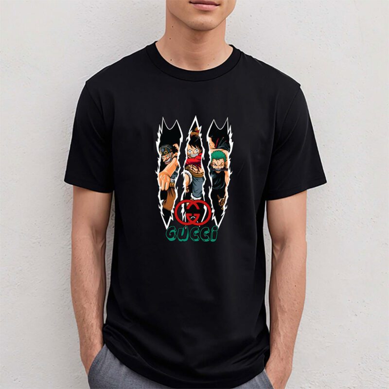 Monkey D Luffy Roronoa Zoro Usopp One Piece Gucci Brand Unisex T Shirt Cotton Tee TAT6299 4