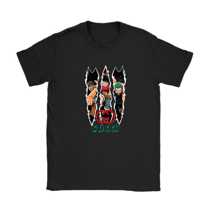 Monkey D Luffy Roronoa Zoro Usopp One Piece Gucci Brand Unisex T-Shirt Cotton Tee TAT6299