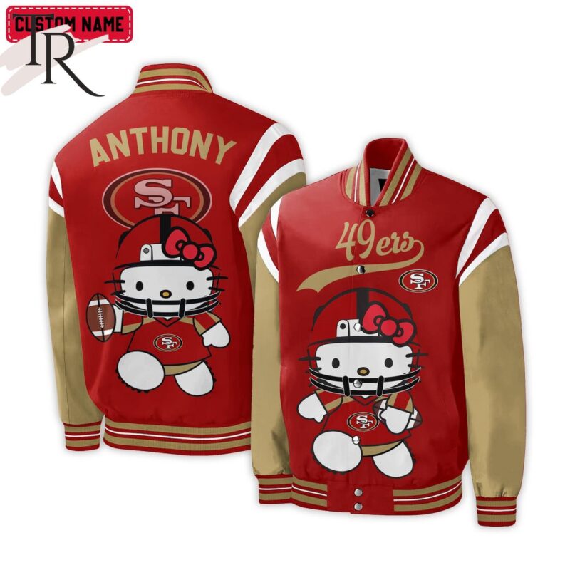 Personalized NFL San Francisco 49ers Special Hello Kitty Design Baseball Jacket For Fans TBJ1127