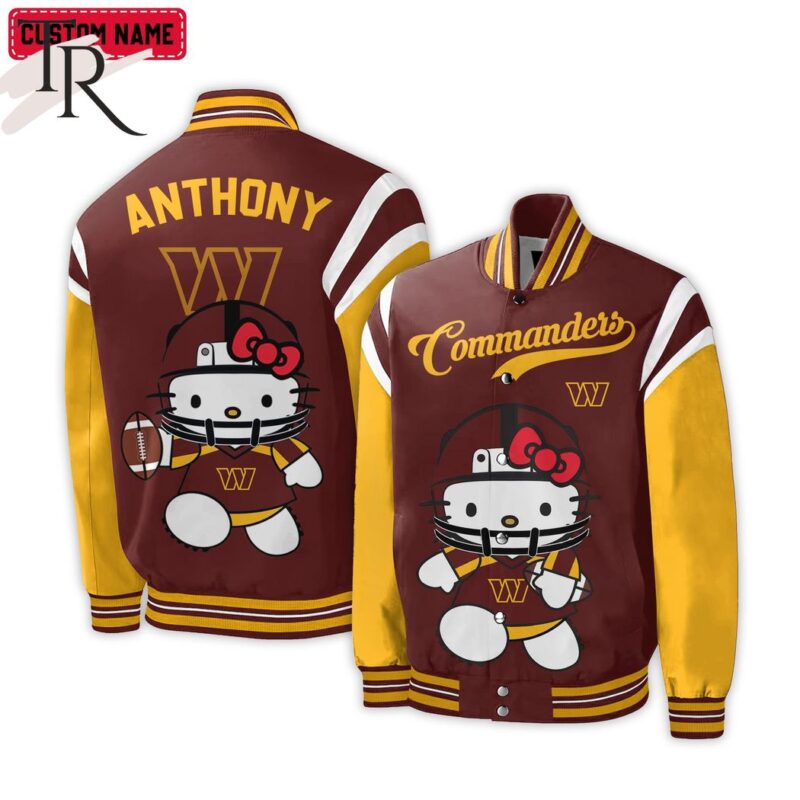 Personalized NFL Washington Commanders Special Hello Kitty Design Baseball Jacket For Fans TBJ1131