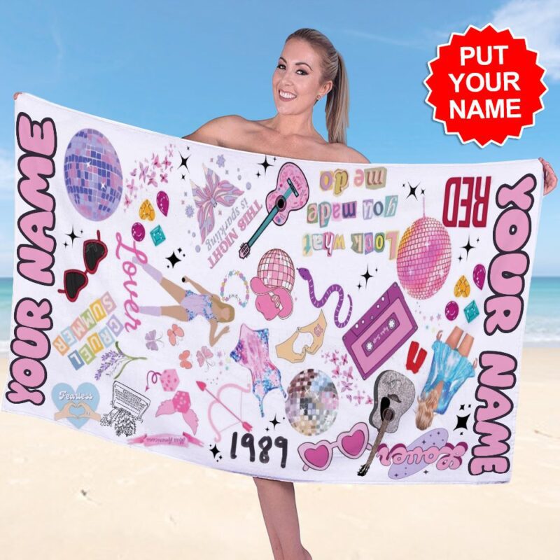 Personalized Taylor Swift Rectangle Beach Towel WBT1028 1