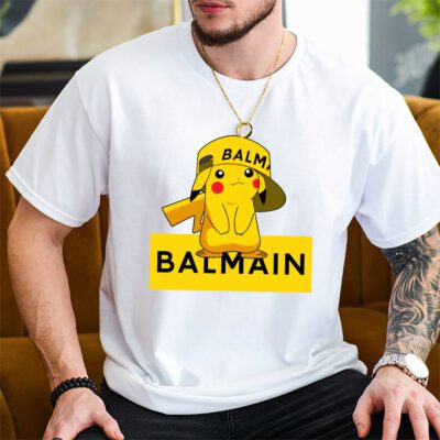 Pikachu Balmain Unisex T Shirt Cotton Tee TAT14336 2