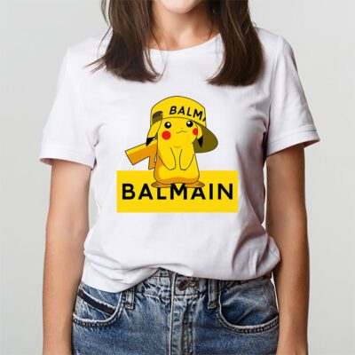 Pikachu Balmain Unisex T Shirt Cotton Tee TAT14336 3